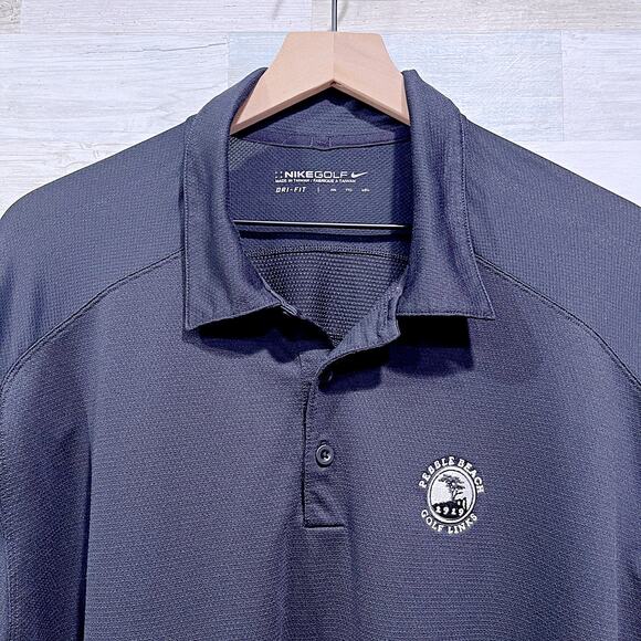 Nike GOLF Pebble Beach Golf Links Performance Polo Shirt Black Mens XXL 2XL - Picture 2 of 8